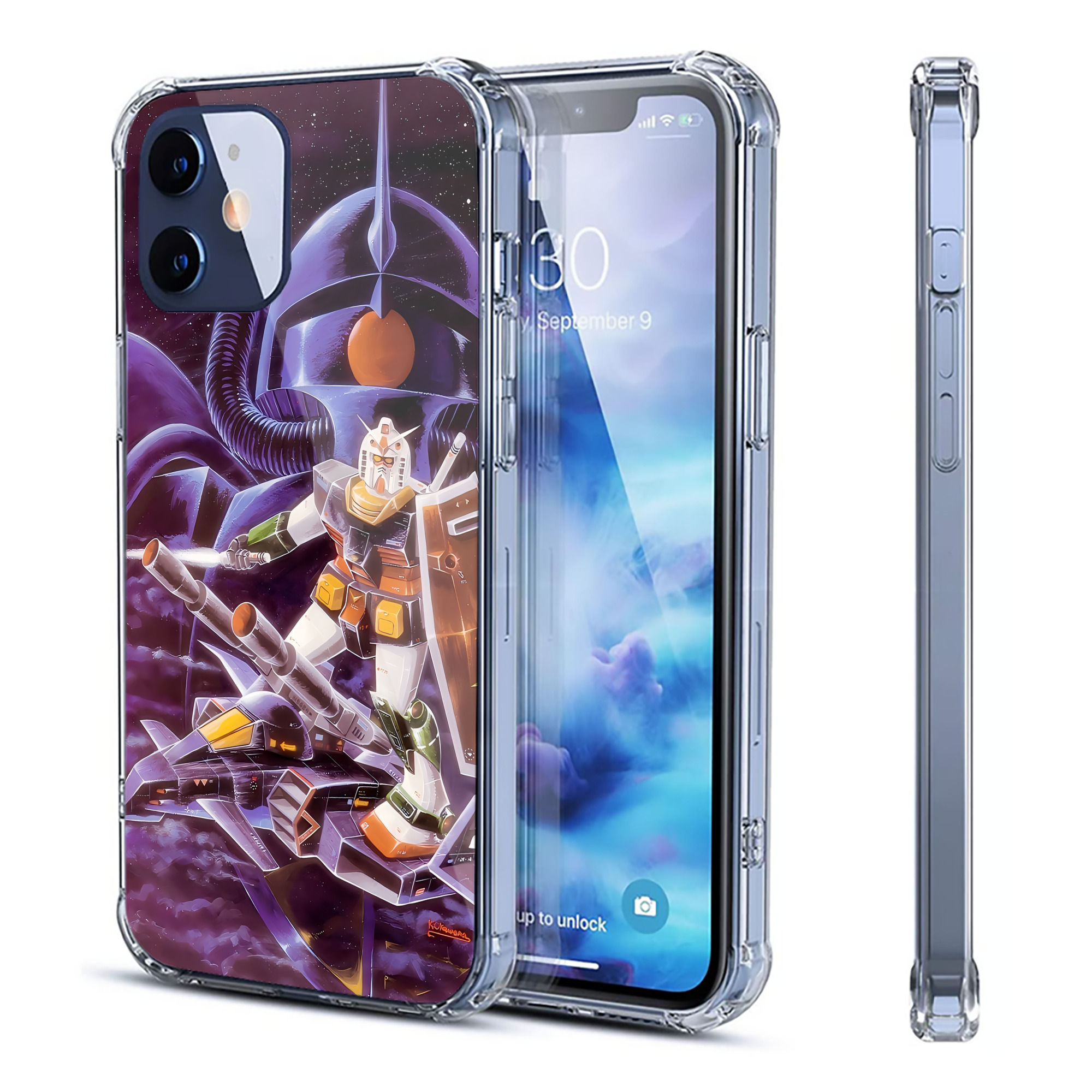 （画像用） 機動戦士ガンダム Mobile Suit Gundam 【iPhone 12シリーズ対応】透明スマホケース（クリアソフトケース）